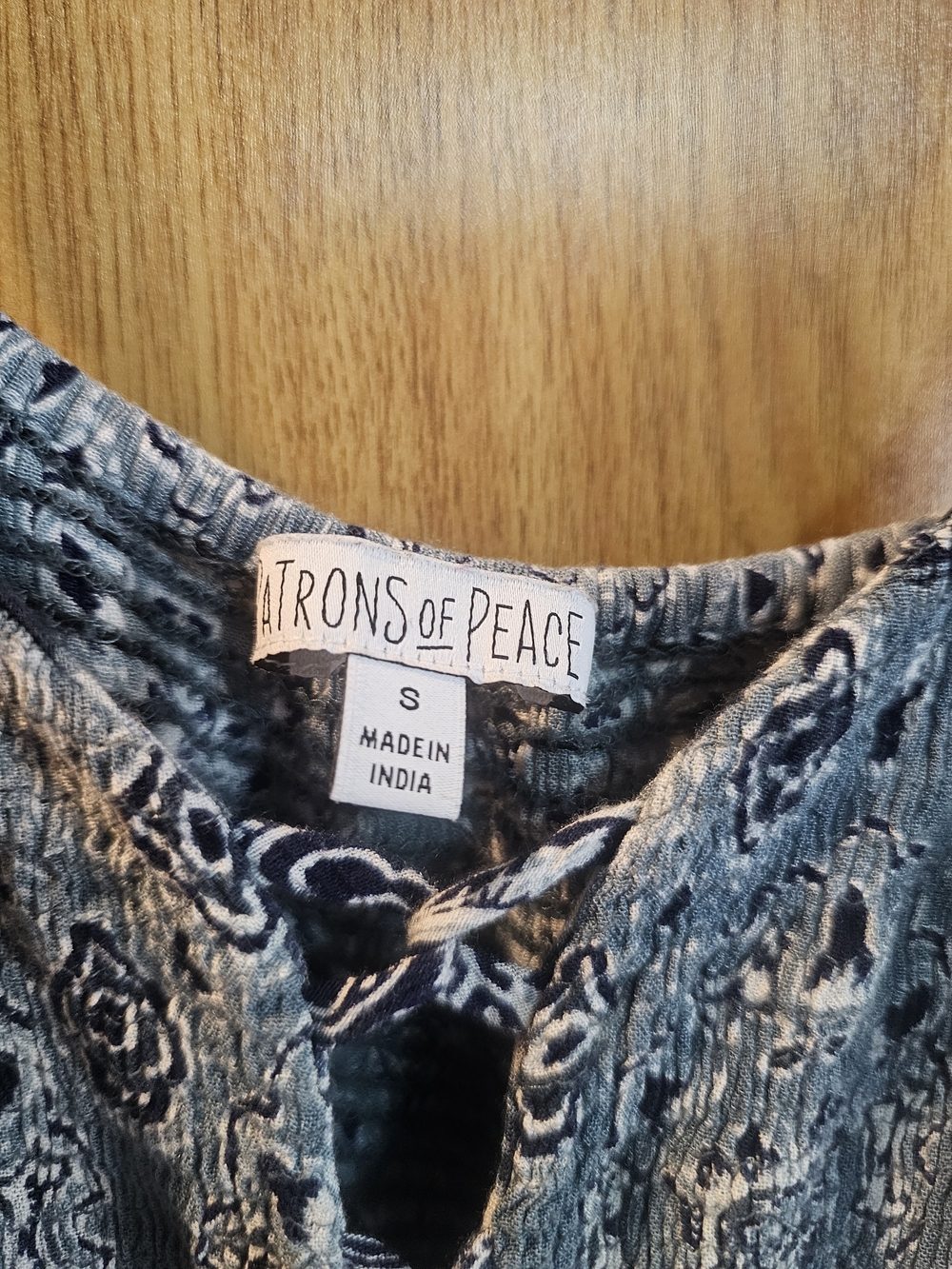 Patrons of Peace Blue/Green Boho Lace-up Maxi Dress-Small - Picture 3 of 3
